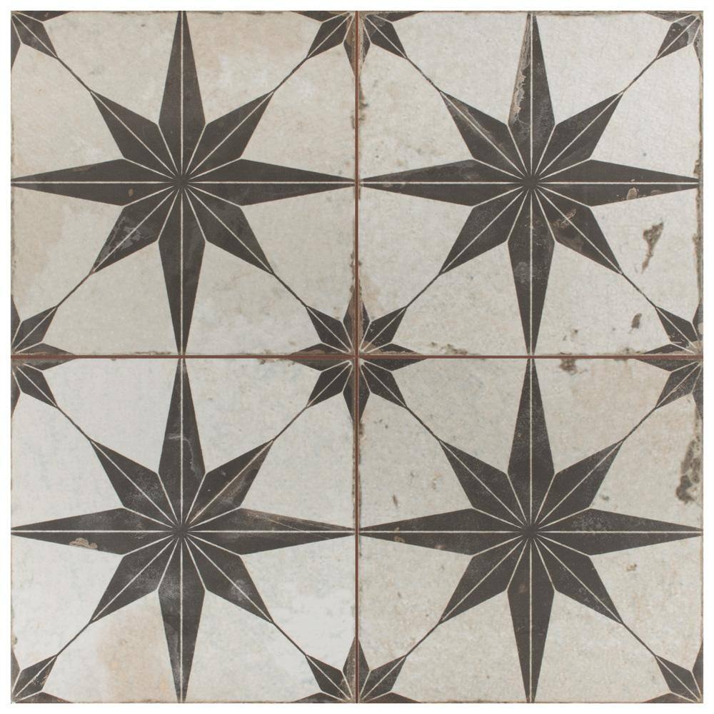 Merola Tile Kings Star Nero 17-58 in. x 17-58 in. Ceramic Floor and Wall Tile (10.95 sq. ft.Case) FPESTRN