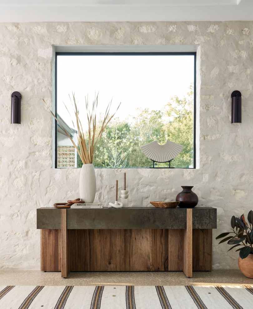 Bingham Console Table Rustic Oak Veneer   Farmhouse   Console Tables   by Old Bones Co.  Studios  Houzz