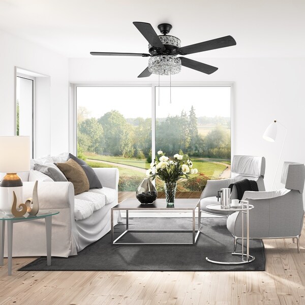 River of Goods Olivia Oil Rubbed Bronze Finish/ Crystal 52-inch LED Ceiling Fan - 52