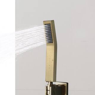 Satico 3 Handle 2-spray Shower Faucet with 10 in. Rain Shower Head 1.8GPM in Brushed Gold MBSS0020RB