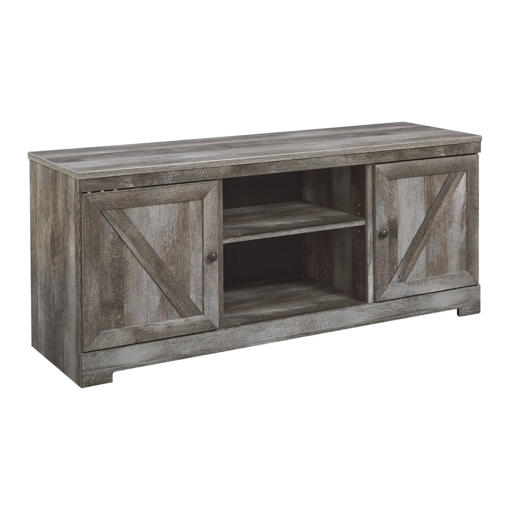 Wynnlow Casual Large TV Stand with Fireplace Option Gray