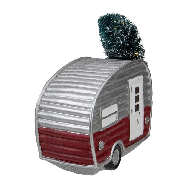 Led Lighted Camper With Pine Bough Christmas Decoration