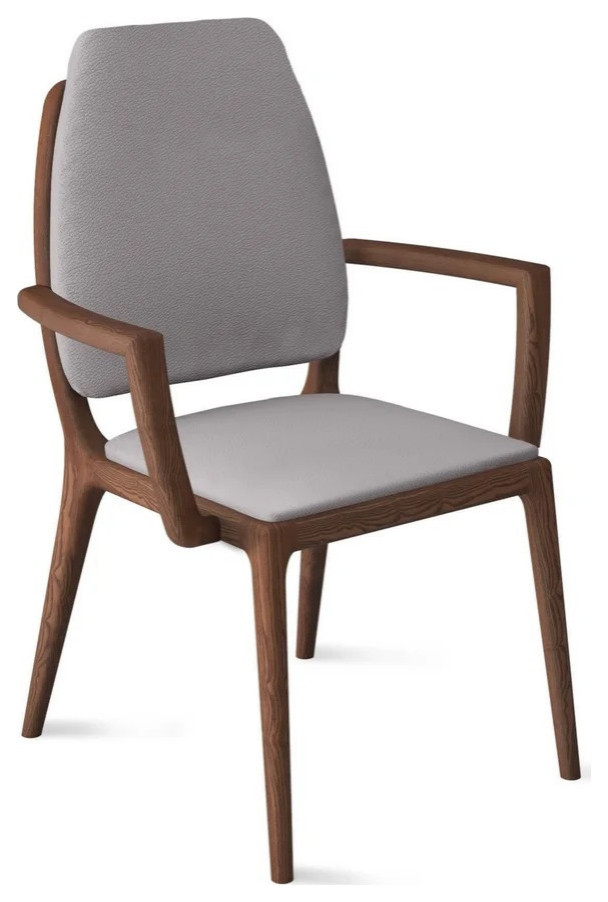 Fausto Leather Seat With Walnut Color Ash Legs Gray   Midcentury   Dining Chairs   by Love Sofa  Houzz