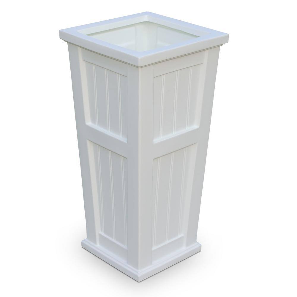 Mayne Cape Cod 32 in. Tall Self-Watering White Polyethylene Planter 4843-W