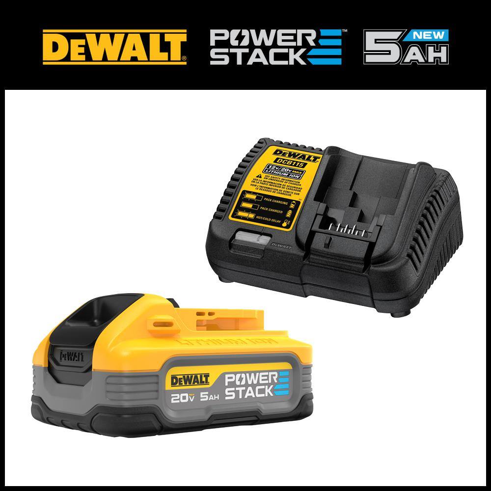 DW POWERSTACK 20V Lithium-Ion Battery Starter Kit with 5.0Ah Battery and Charger DCBP520C