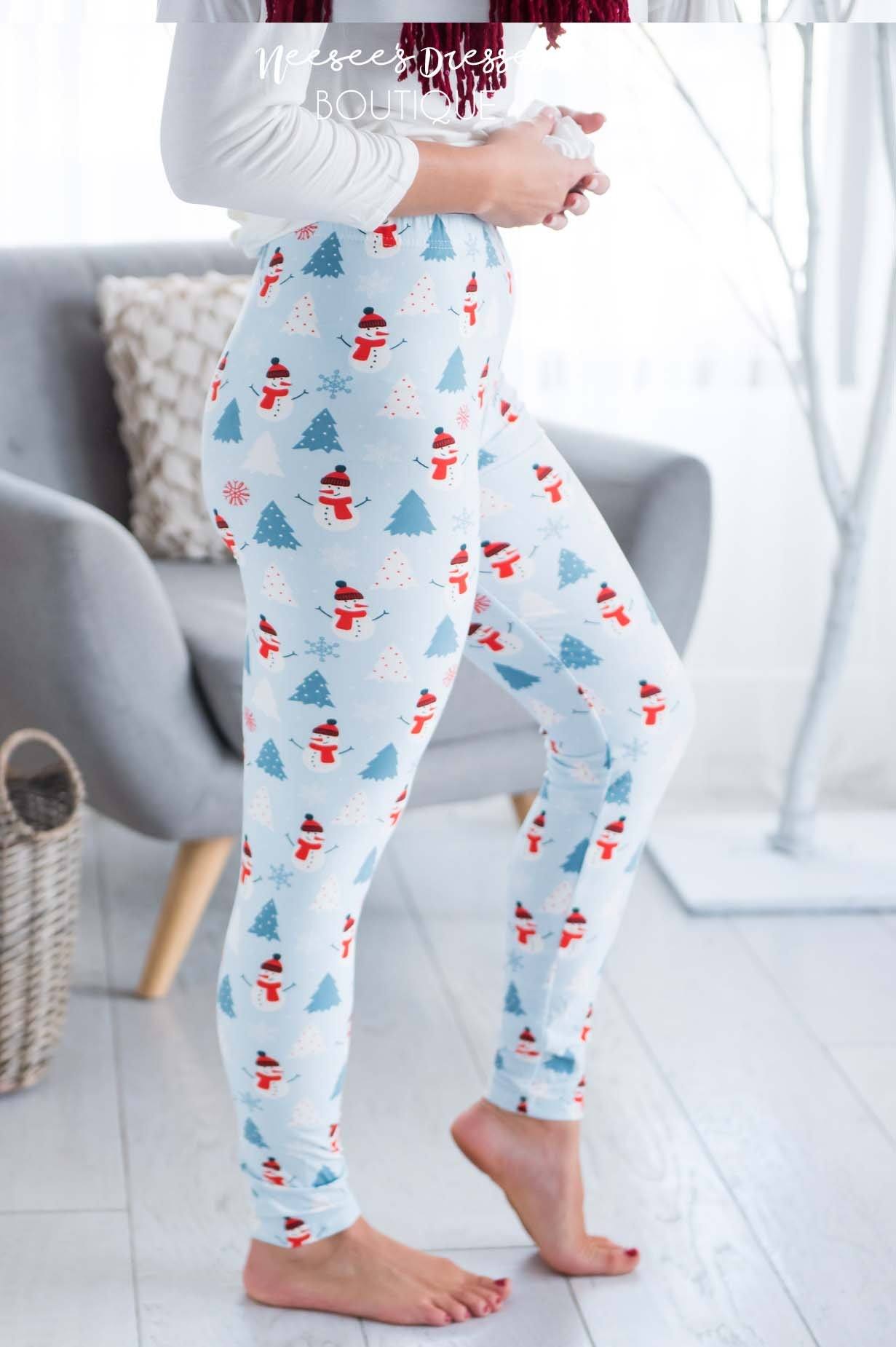 Trees & Snowman Christmas Leggings