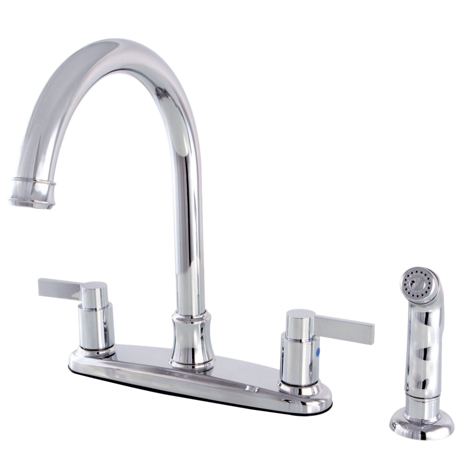 Kingston Brass FB7791NDLSP 8-Inch Center Gooseneck Kitchen Faucet， Polished Chrome