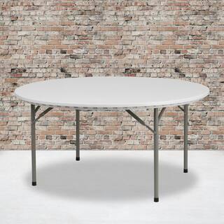 Carnegy Avenue 60 in. Granite White Plastic Tabletop Metal Frame Folding Table CGA-RB-5462-GR-HD