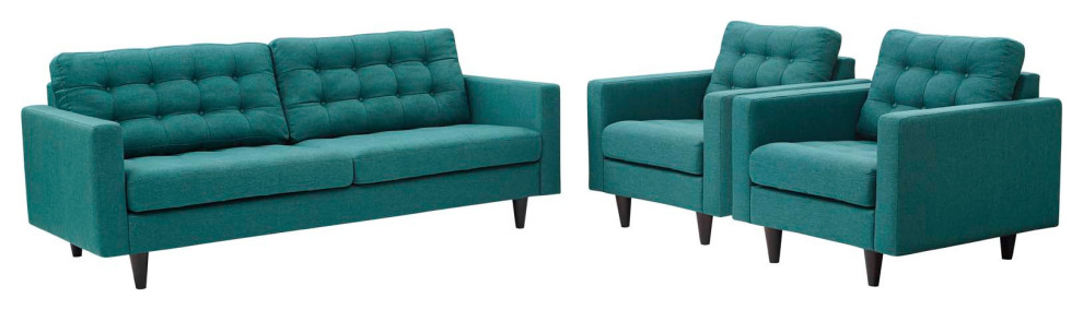 Teal Empress Sofa and Armchairs Set of 3   Midcentury   Sofas   by Beyond Design  ampMore  Houzz