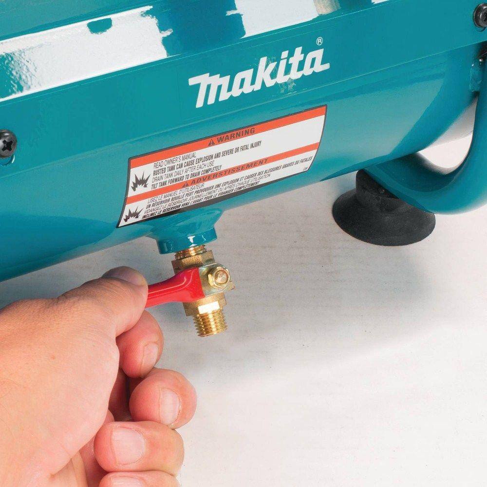 Makita 1 Gal. 125 PSI Portable Electric Compact Air Compressor with Bonus Pneumatic 2 in. 18-Gauge Brad Nailer AC001-AF506