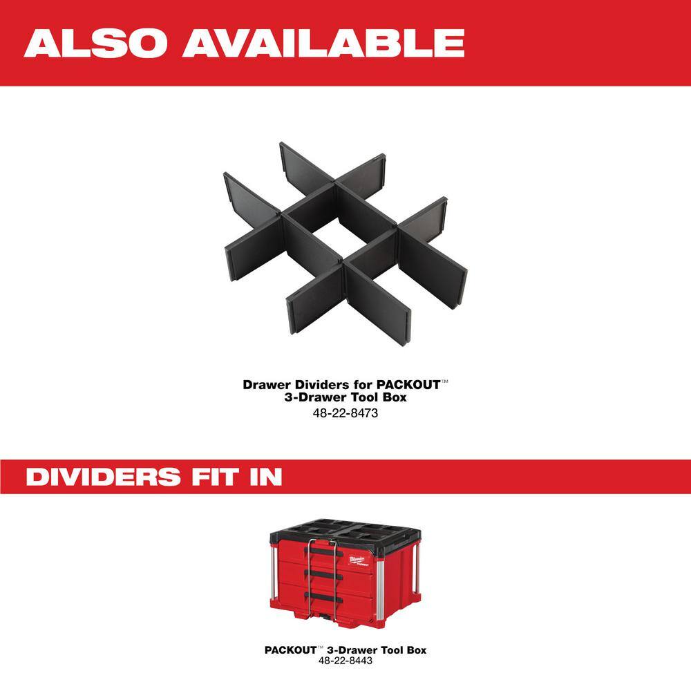 MW PACKOUT 22 in. Modular 3-Drawer Tool Box with Metal Reinforced Corners 48-22-8443