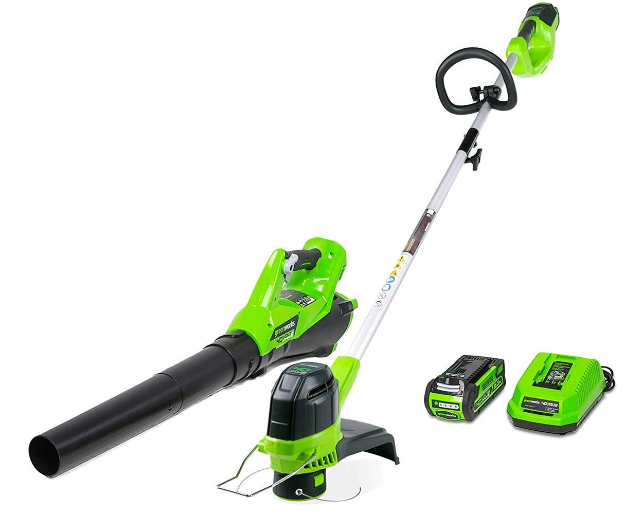 40V 12-Inch Cordless String Trimmer and 390 CFM Leaf Blower Combo Kit | Greenworks