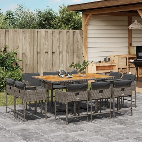 vidaX Patio Dining Set with Cushions Poly Rattan