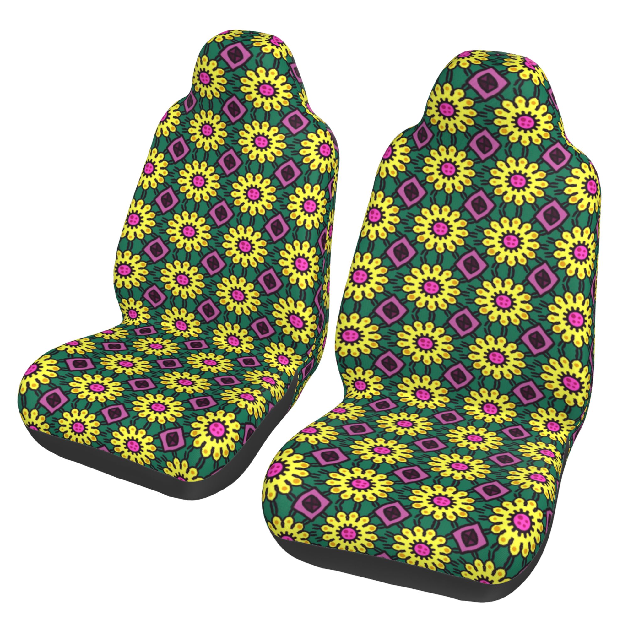 ZICANCN Car Seat Covers Front Seats Only，Retro Flower Decor Automotive Seat Covers Protectors for Cars Trucks Suv 2 Pack