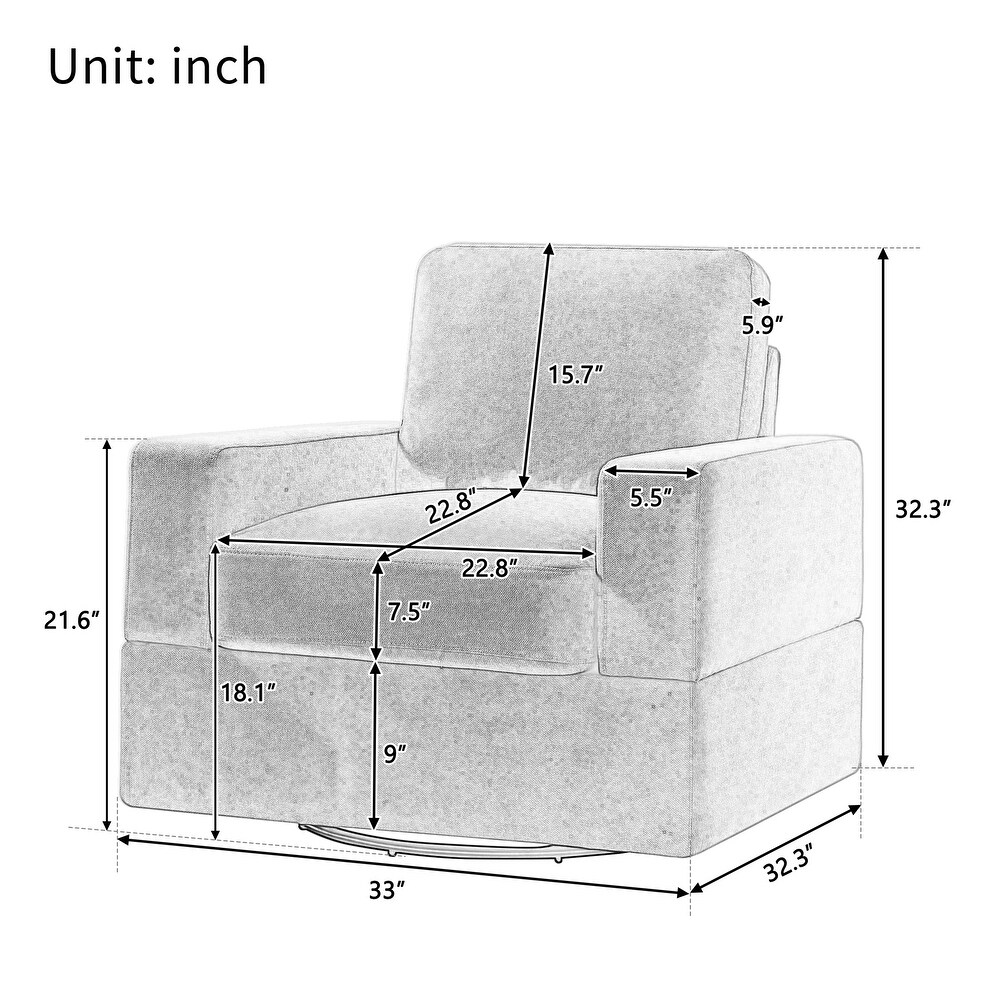 L Shaped Sofa Set with Sectional Modular Sofa and Swivel Recliner Chair