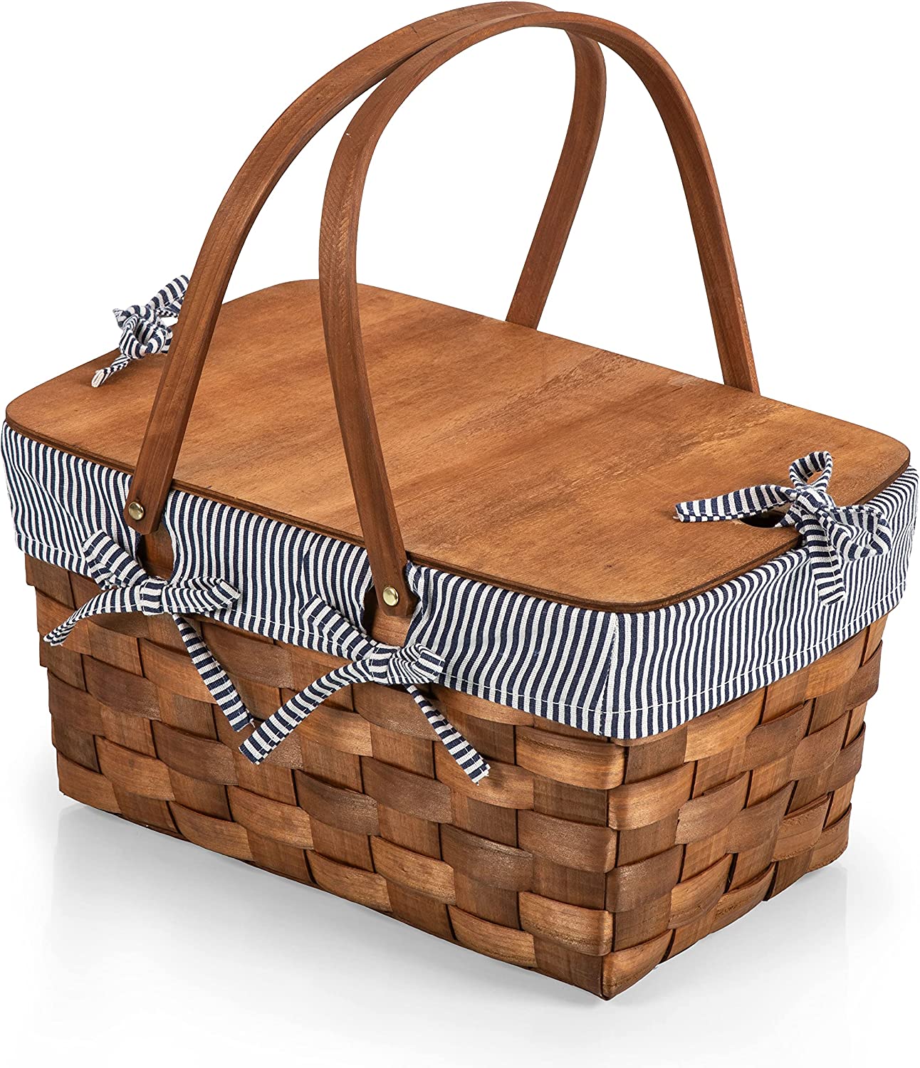 Picnic Time Kansas Handwoven Wood Picnic Basket