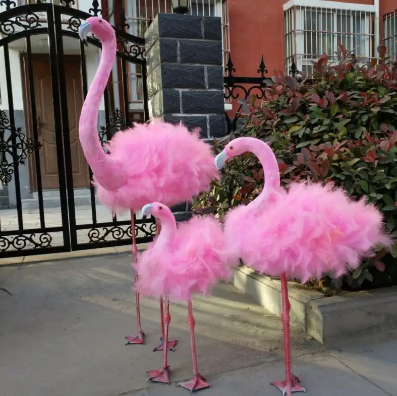 Pink Looking up Style Feathered Flamingo Yard Garden Lawn  Ornaments  Party Supplies