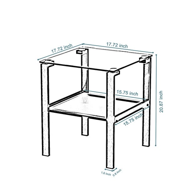 Square Glass End Table Wite Iron Tube Frame