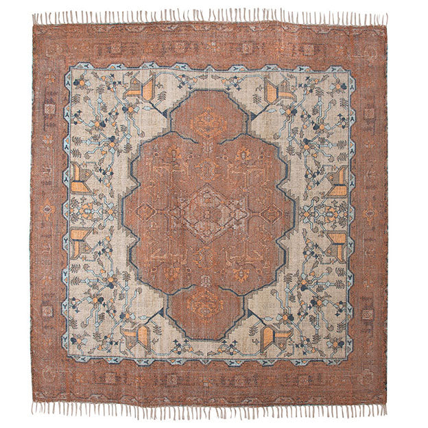 Square printed over tufted rug