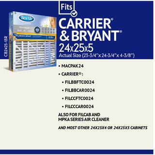 BestAir 24 x 25 x 5 CarrierBryant FPR 10 Air Cleaner Filter CB2425-13R