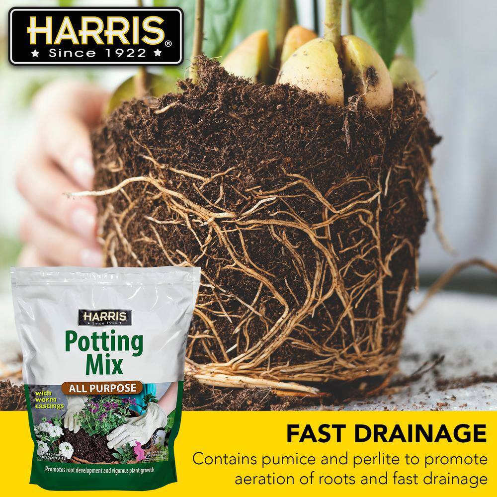 Harris 4 Qt. All Purpose Potting Soil Mix with Worm Castings (4-Pack) 4SOIL-4