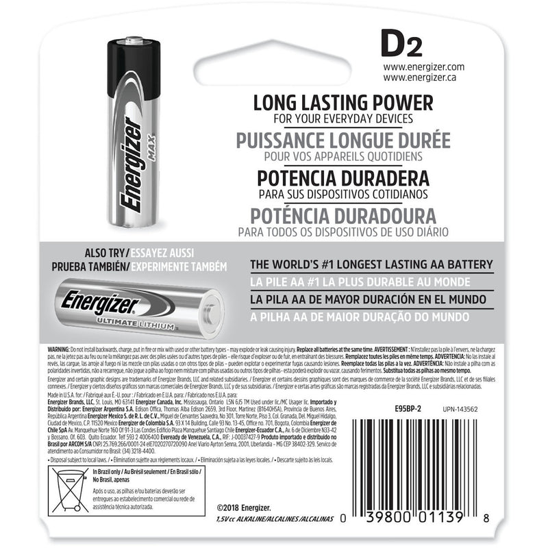 BATTERY ALKALINE D 2PK