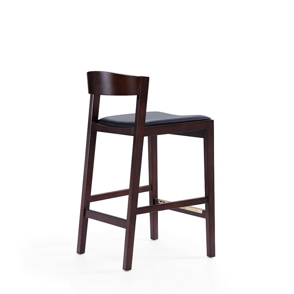 Manhattan Comfort Klismos 36.75 in. Dark Walnut Beech Wood Counter Height Bar Stool