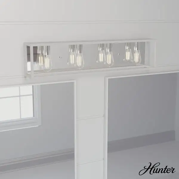 Hunter Squire Manor 4-Light Vanity Wall Light Damp Rated, Modern Farmhouse