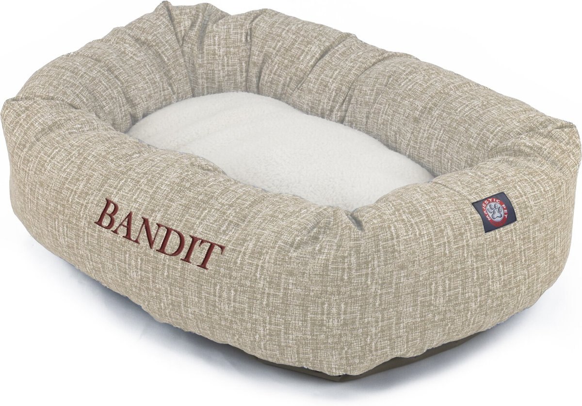 Majestic Pet Palette Heathered Sherpa Personalized Bagel Cat and Dog Bed