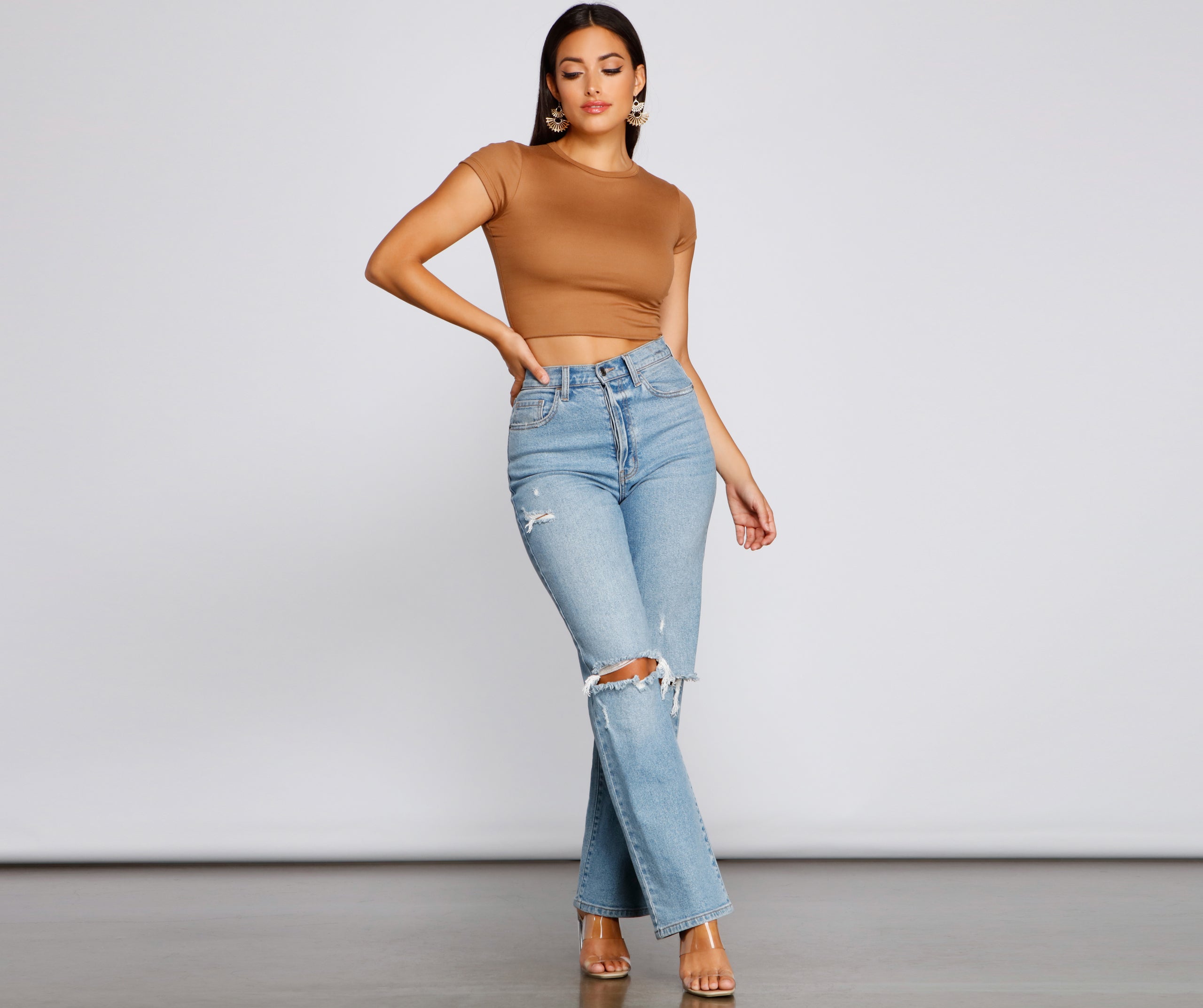 Casual Must-Have Crew Neck Crop Top