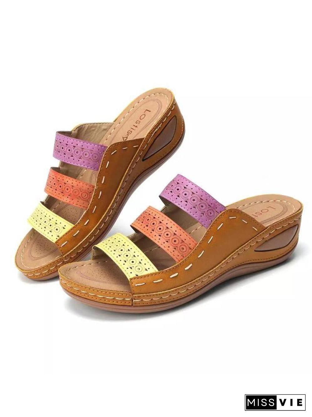 Casual Ethnic Hollow Slippers Wedges