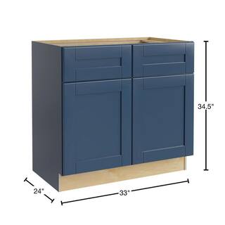 Contractor Express Cabinets Arlington Vessel Blue Shaker Stock Assembled Plywood Sink Base Kitchen Cabinet Soft Close (33 in. x 34.5 in. x 24 in.) SB33-XVB