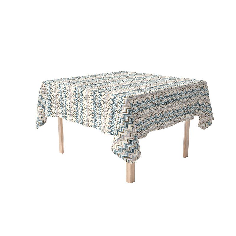 Square Tablecloth， 100% Cotton， 60x60， Boho Chevron