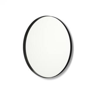 better bevel 36 in. x 36 in. Framed Round Bathroom Vanity Mirror in Black 20027