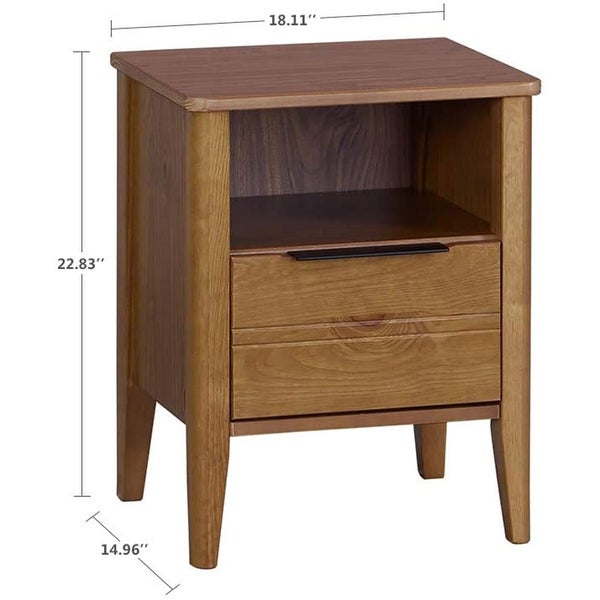 MUSEHOMEINC California Classic 1 Drawer Wooden Nightstand End Table， Honey Brown - 19.40