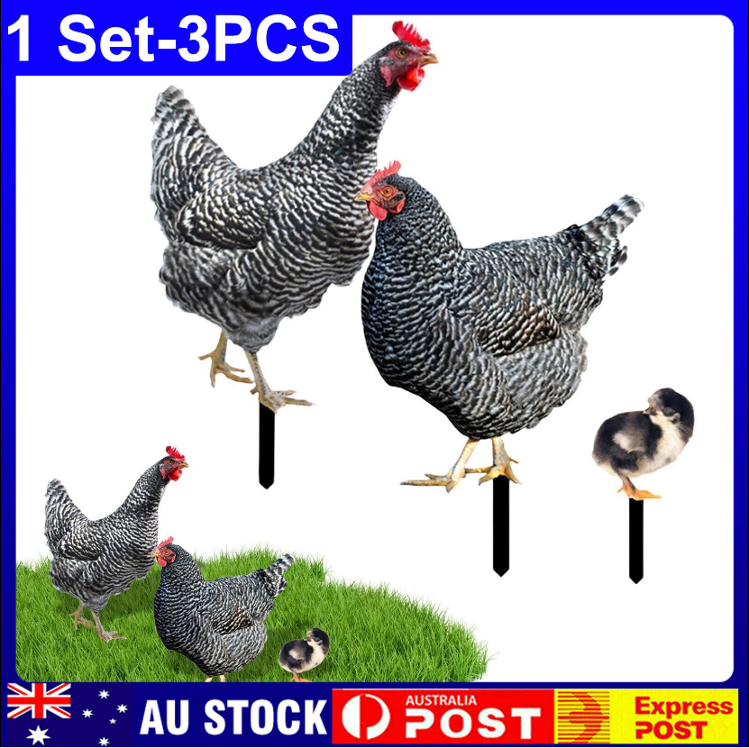 Chicken Family Decor Realistic Garden Statues Yard Art Rustic Outdoor Decor