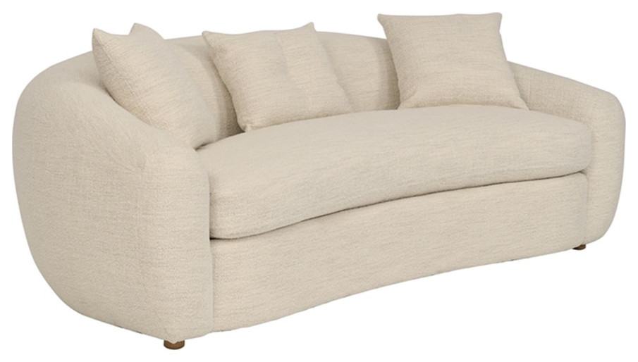 Molly 96.5 quotUpholstered Curved Sofa in Pearl   Loveseats   by Homesquare  Houzz