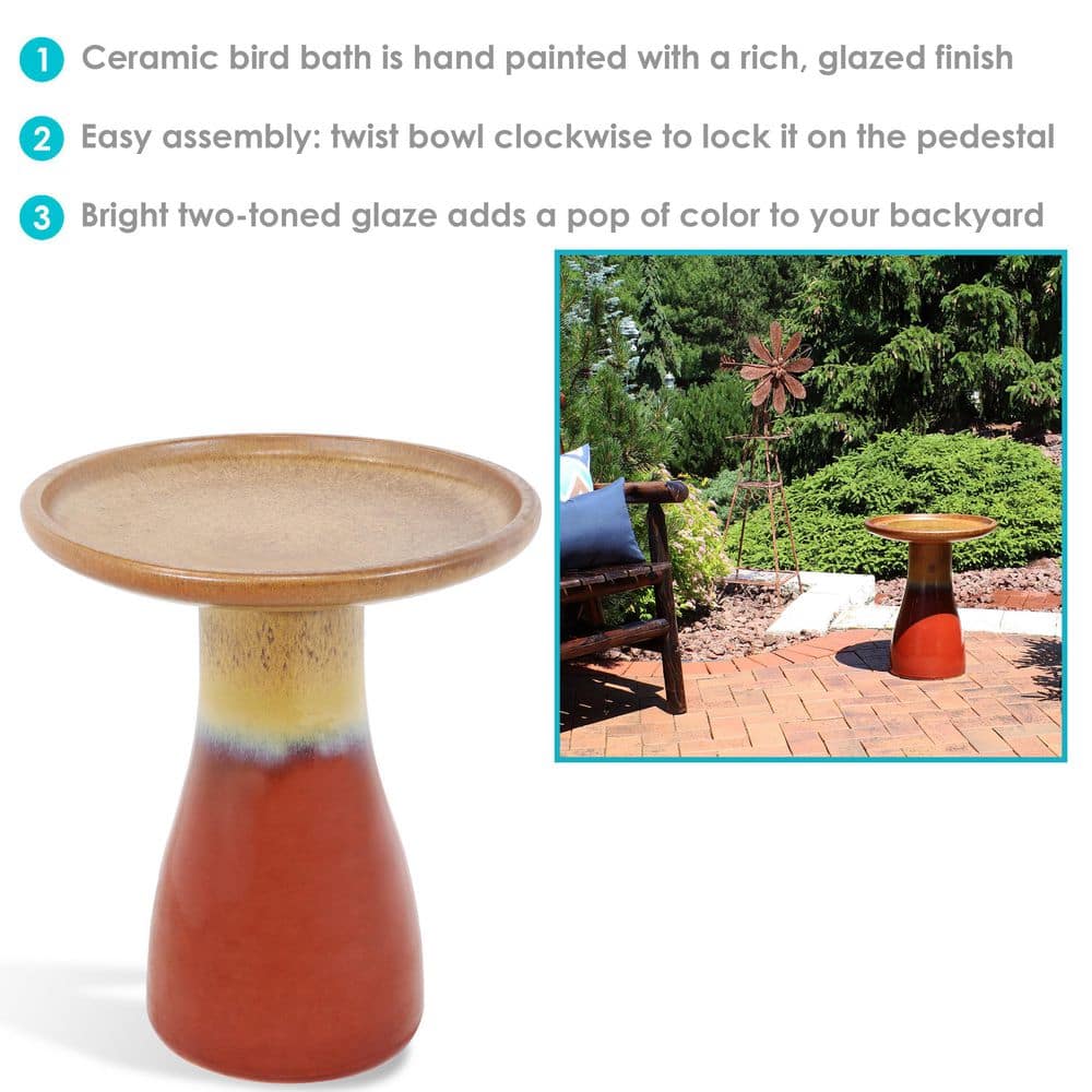 Sunnydaze Decor Sunnydaze Duo-Tone Ceramic Birdbath - UV/Frost-Resistant - Lemon Cognac AP-500