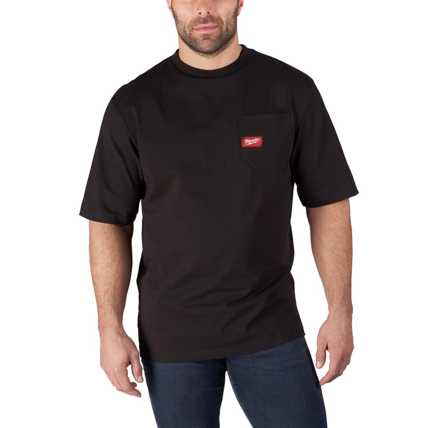 MW XL Short Sleeve Men\u0027s Round Neck Black Heavy Duty Pocket Tee Shirt