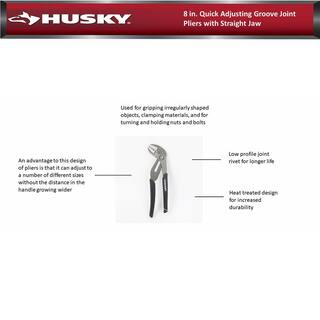 Husky 8 in. Quick Adjusting Groove Joint Pliers with Straight Jaw 90139