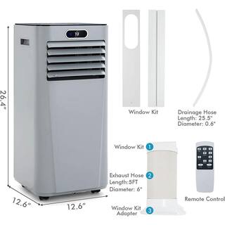 Gymax 3-in-1 Portable Air Conditioner 8000 BTU AC Unit Air Cooler w24H Timer Grey GYM09595