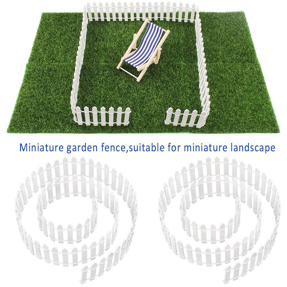 Bellaven 2 Pack Miniature Fairy Garden Fence， White Mini Wooden Picket Fence Miniature Fence for Micro Landscape Dollhouse Flower Pot Fairy Garden Christmas Decoration (5 x 90cm)