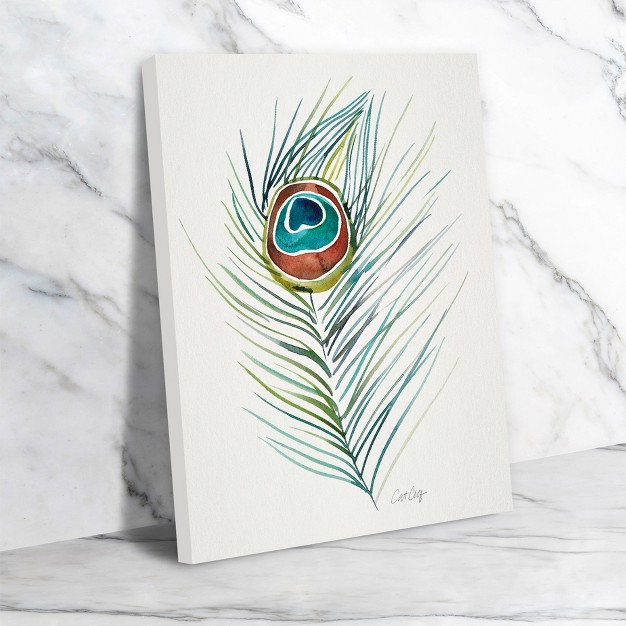 Americanflat Minimalist Botanical Peacock Feather Original By Cat Coquillette Canvas