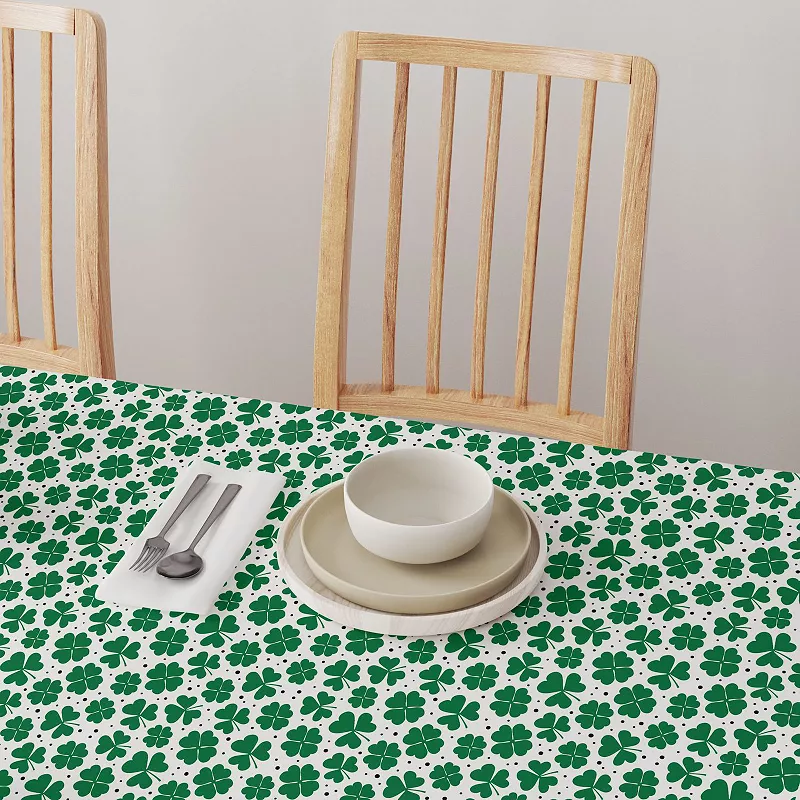 Rectangular Tablecloth， 100% Cotton， 52x104， St. Patrick's Day Shamrock Decoration