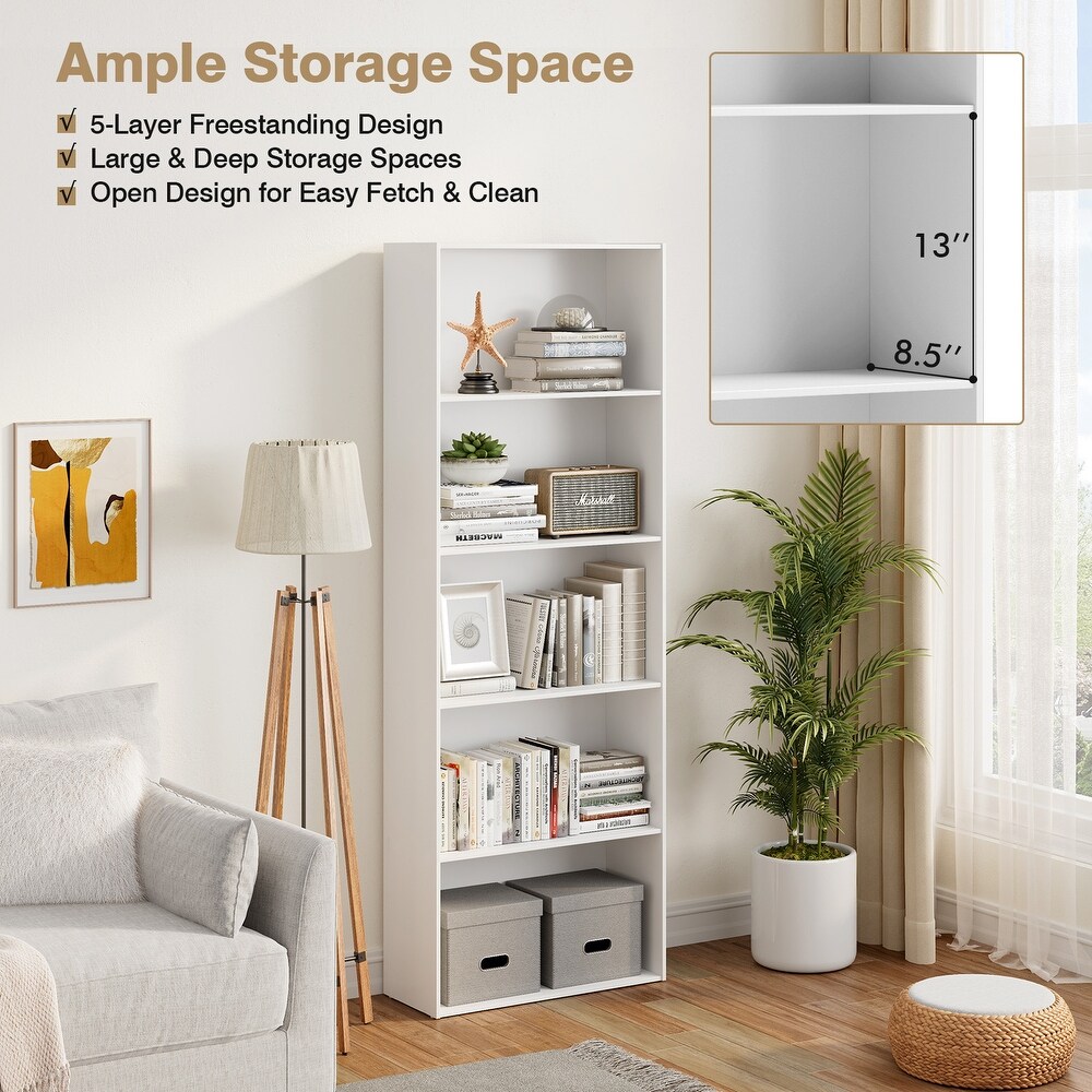 5 Shelf Storage Bookcase Modern Multi Functional Display Cabinet Furniture   23.5\