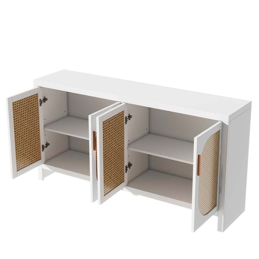 Storage Cabinet with Rattan Doors and Adjustable Shelves