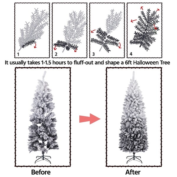 Yaheetech Prelit Flocked Pencil Artificial Christmas Tree