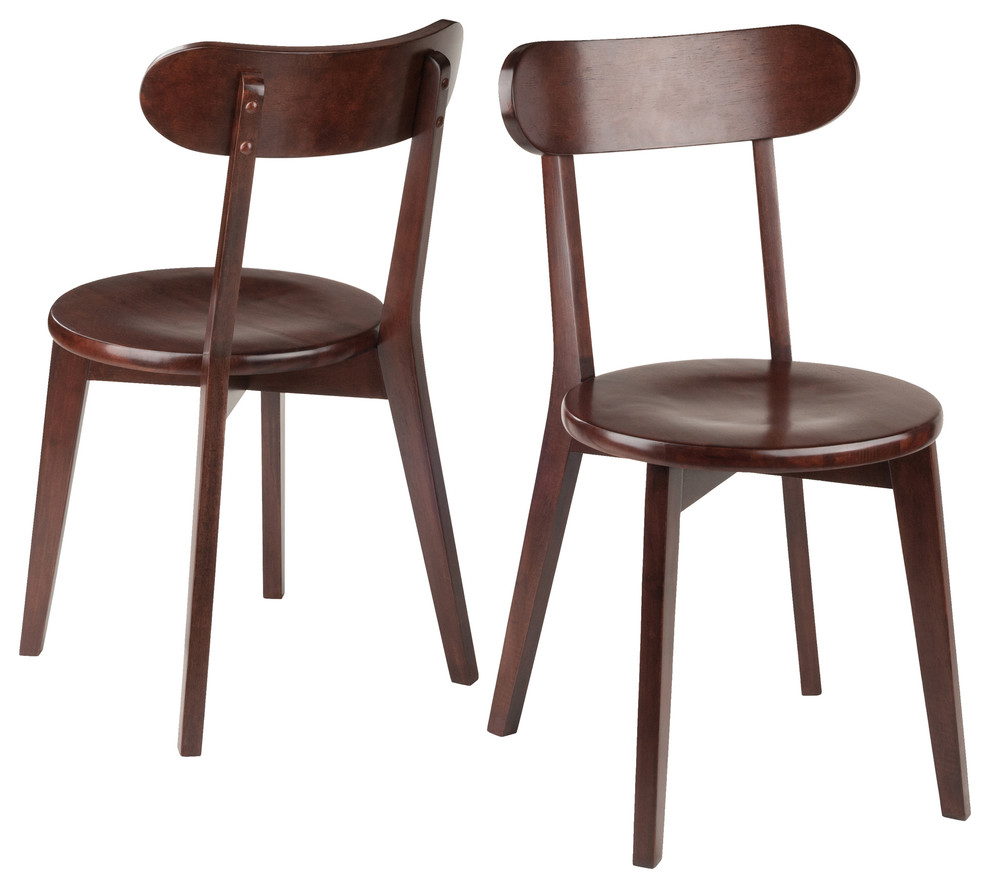 Pauline 2 Pc H Leg Chair Set  Walnut   Midcentury   Dining Chairs   by Winsome  Houzz