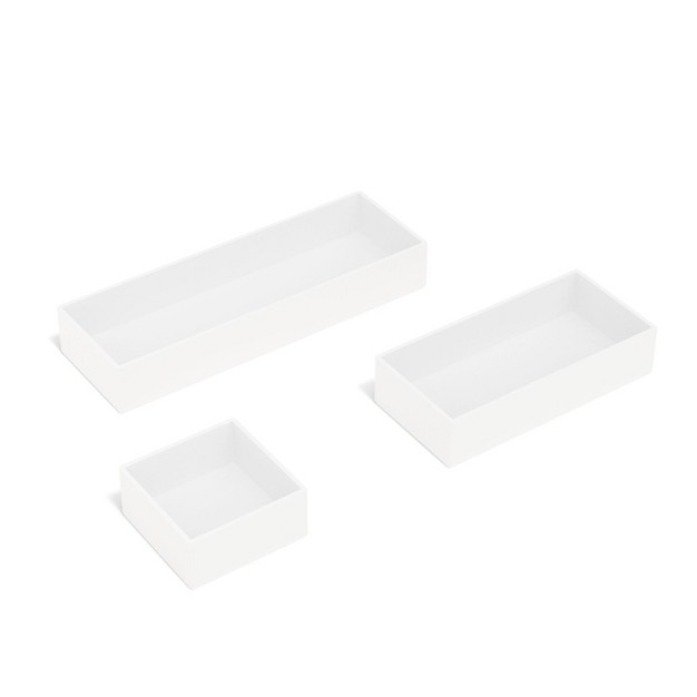 Tru Red 3 Piece Plastic Drawer Organizer White Tr55296