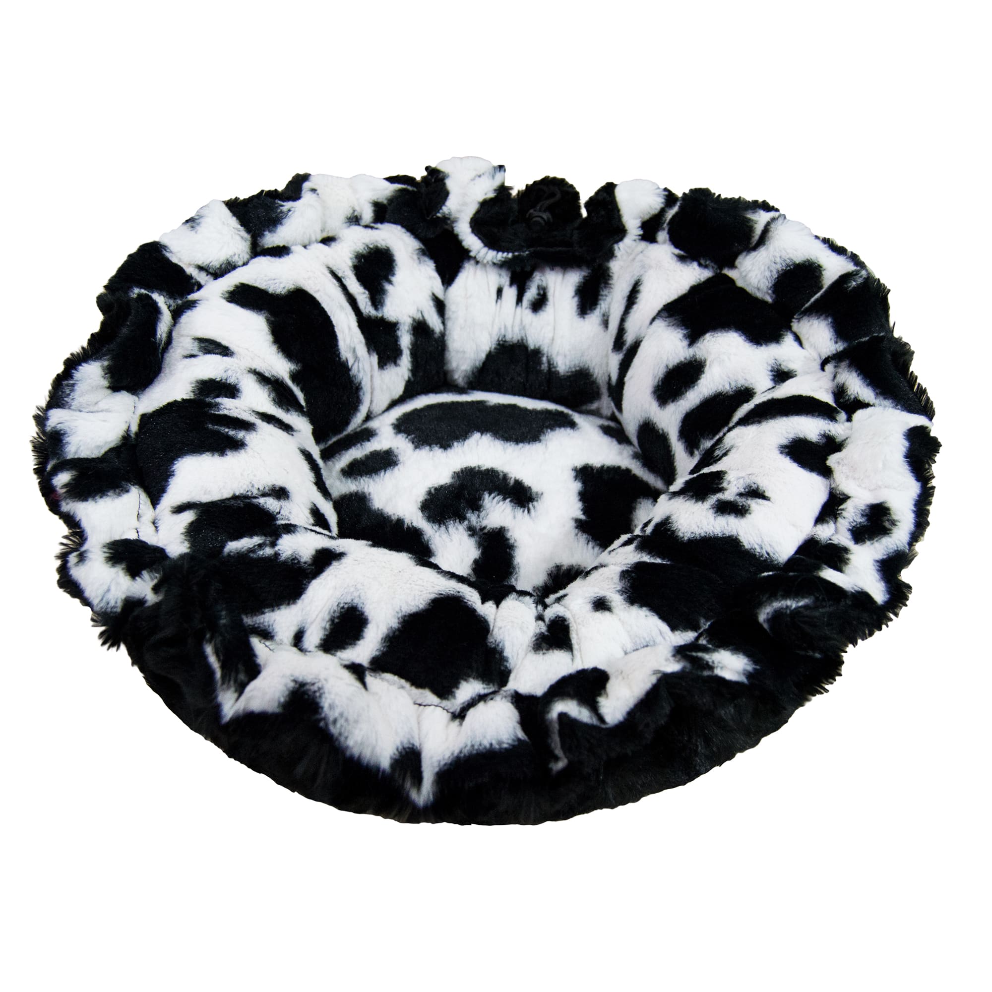 Bessie  Barnie Ultra Plush Deluxe Spotted Pony Black Puma Pet Lily Pod Cat Bed， 24